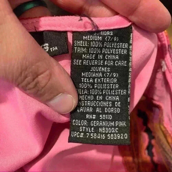 Vintage Y2K floral mesh mini dress cap sleeve pink orange 2000s - Picture 6 of 6